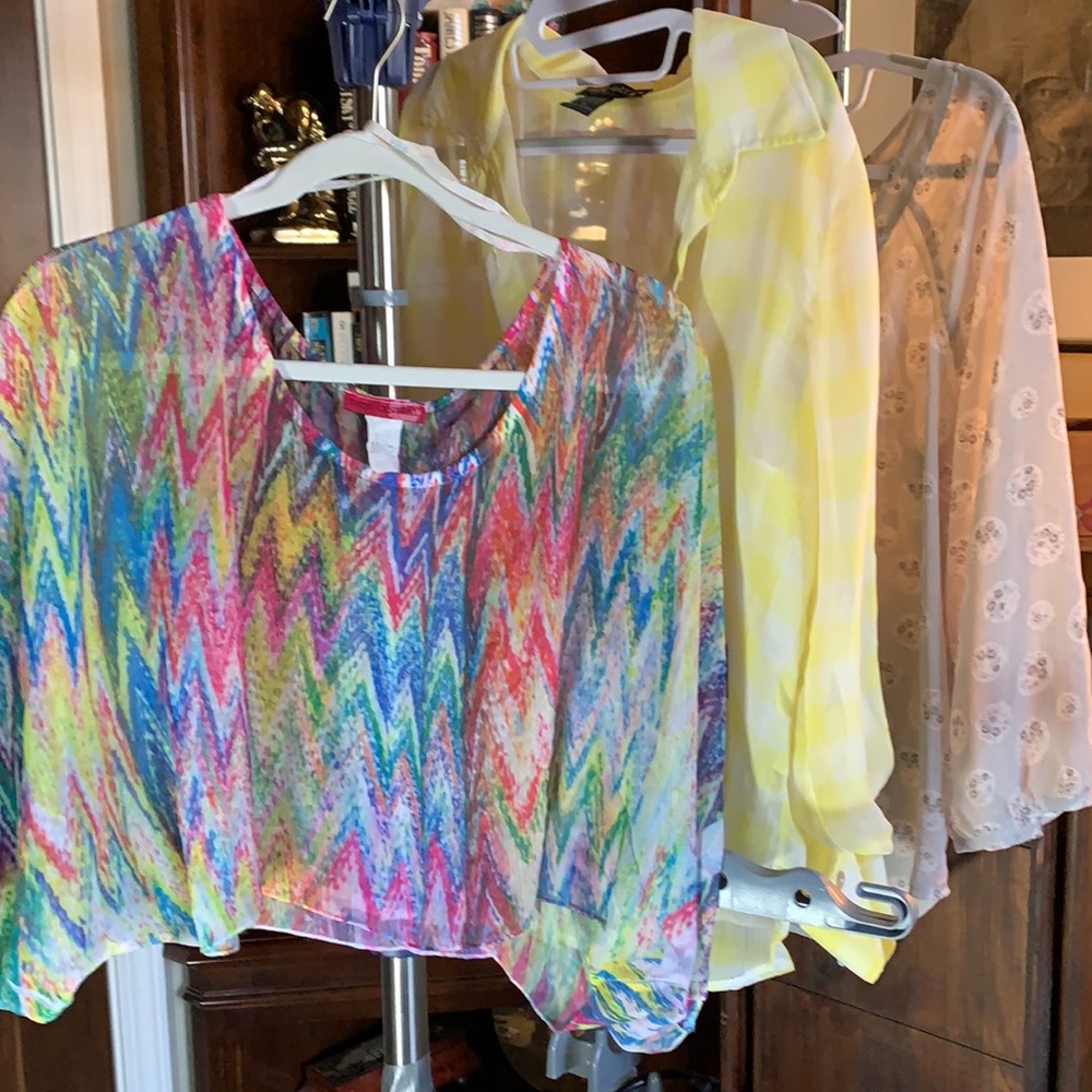Bundle of 3 Sheer Blouses Size Medium Different Styles EUC